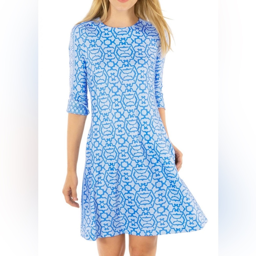 GRETCHEN SCOTT Periwinkle and White Rio Gio Swing Dress